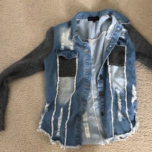 English rose denim and wool jacket.